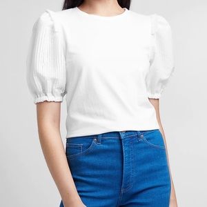 Express Pleated Organza Puff Sleeve Top